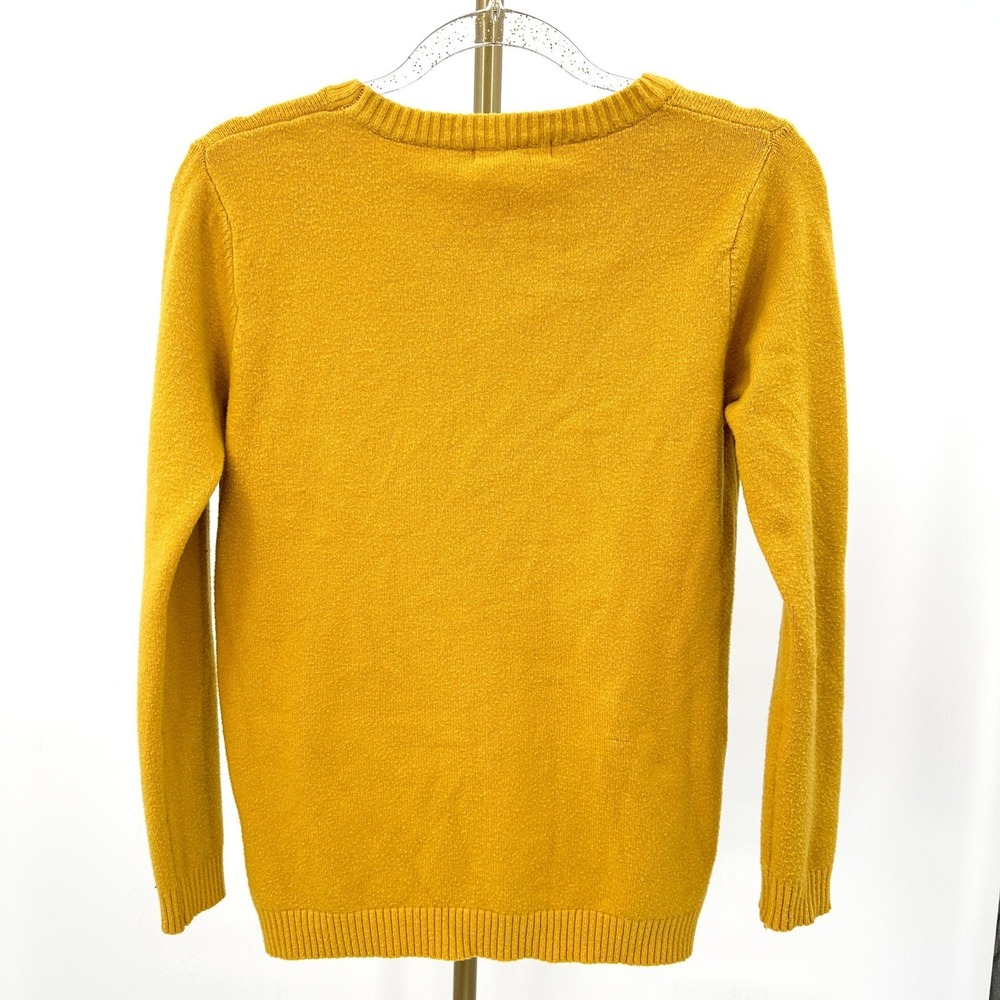 Rhinestone Teddy Bear Sweater Small Mustard Yellow Statement Knit Girlhood‎ Y2K - Picture 3 of 8